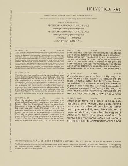 Helvetica international release specimen, 1960