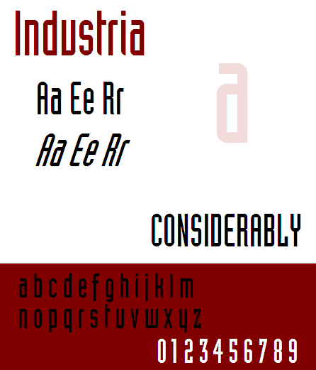Industria typeface, 1989