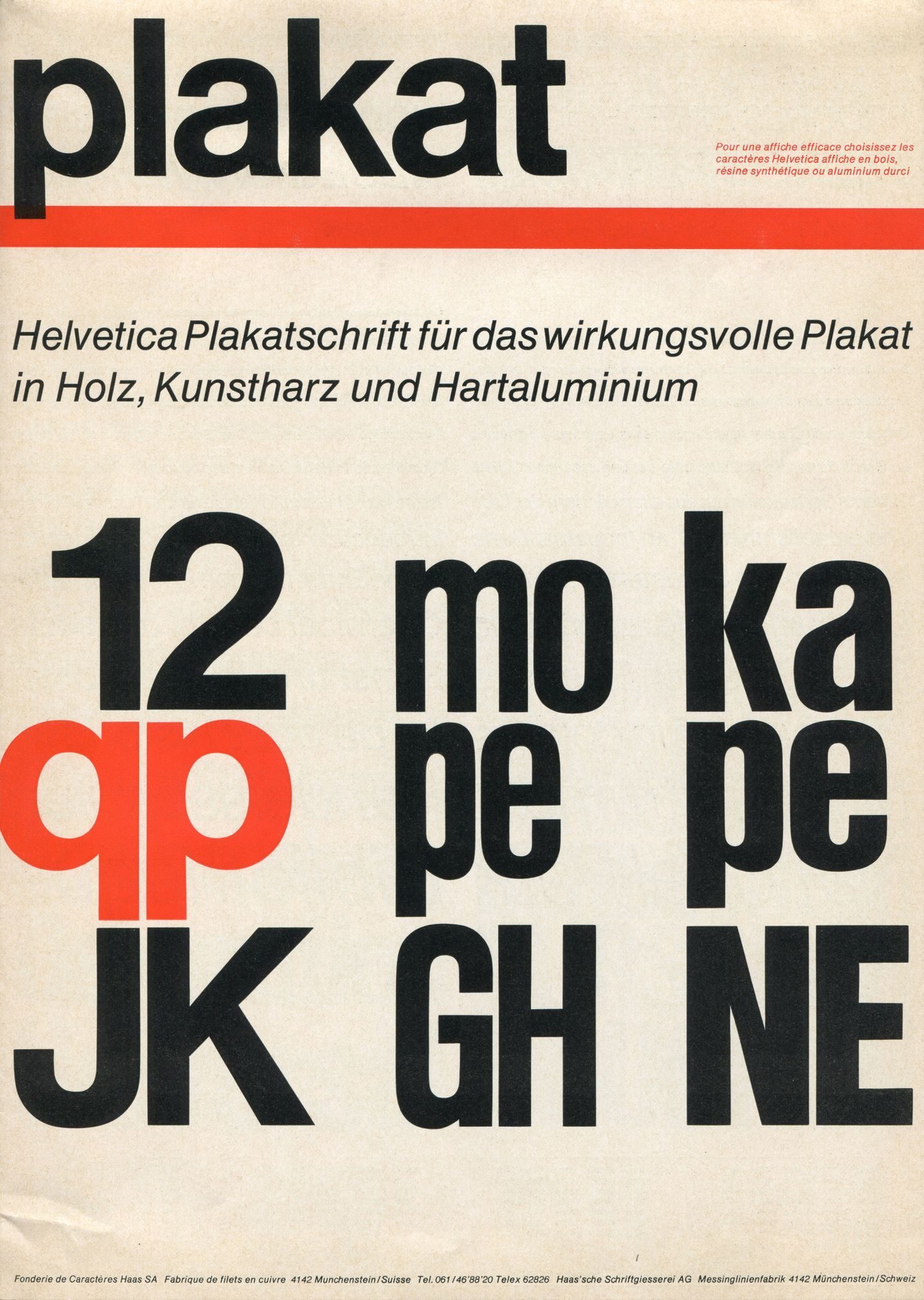 Neue Haas Grotesk specimen, 1957